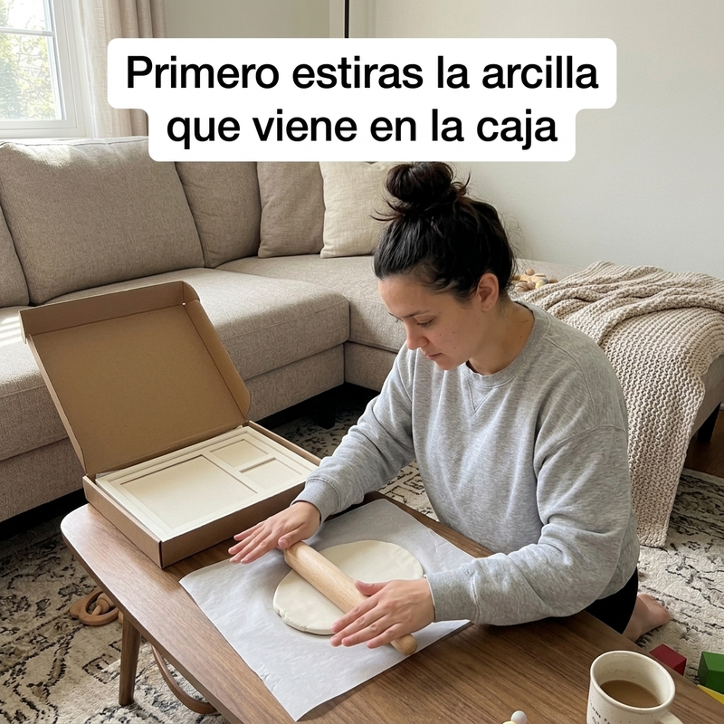 Estirando la arcilla con el rodillo