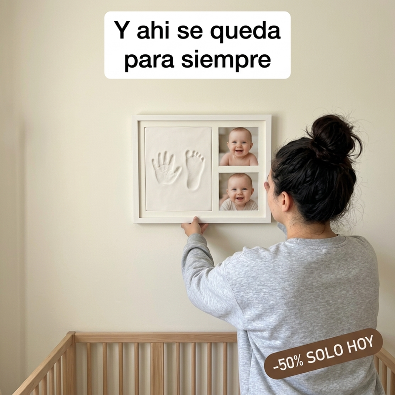 El marco colgado en la pared del bebe