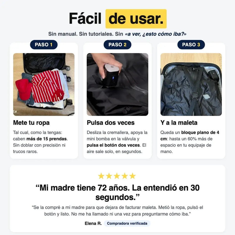 Metiendo la ropa en la bolsa